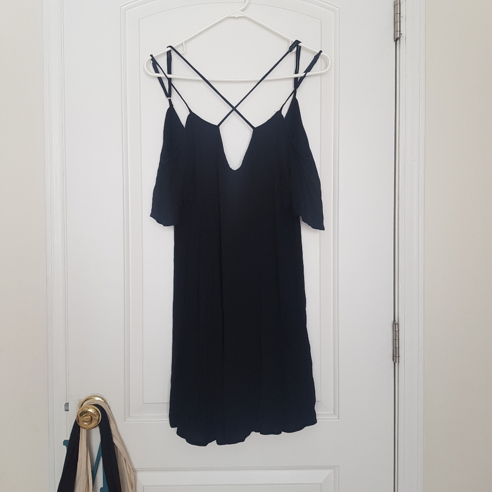 Lulu's Afterglow Strappy Cold Shoulder Shift Dress